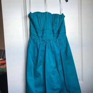 Cotton Sateen Short Strapless Ruched Dress, oasis